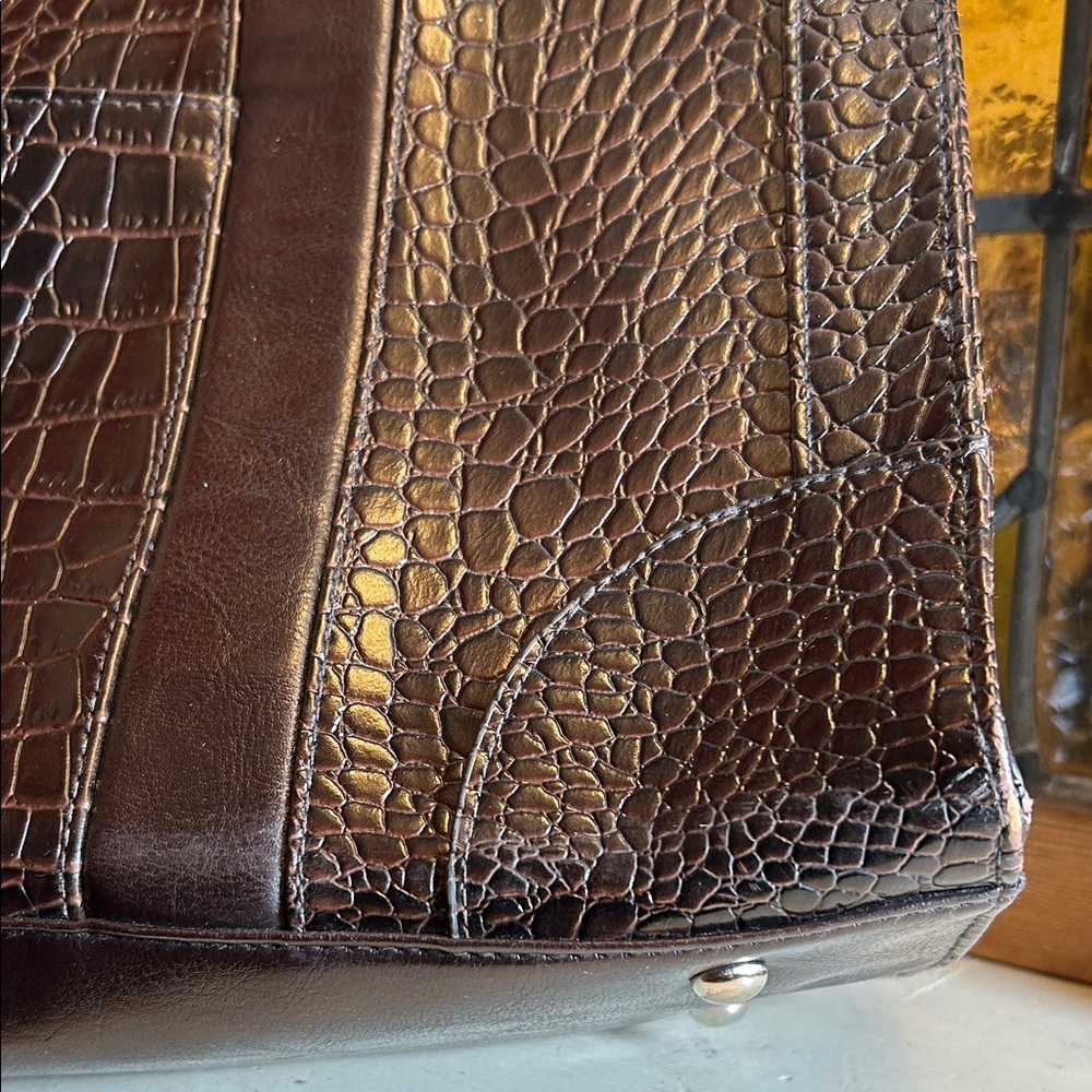 Coldwater Creek Dark Brown  Croc-Embossed Tote - Picture 5 of 15